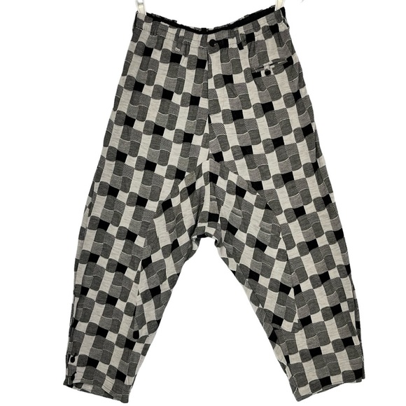 Yohji Yamamoto NOIR Drop Crotch Knit Pants Black and White Checked Womens Size 1 - Picture 1 of 11